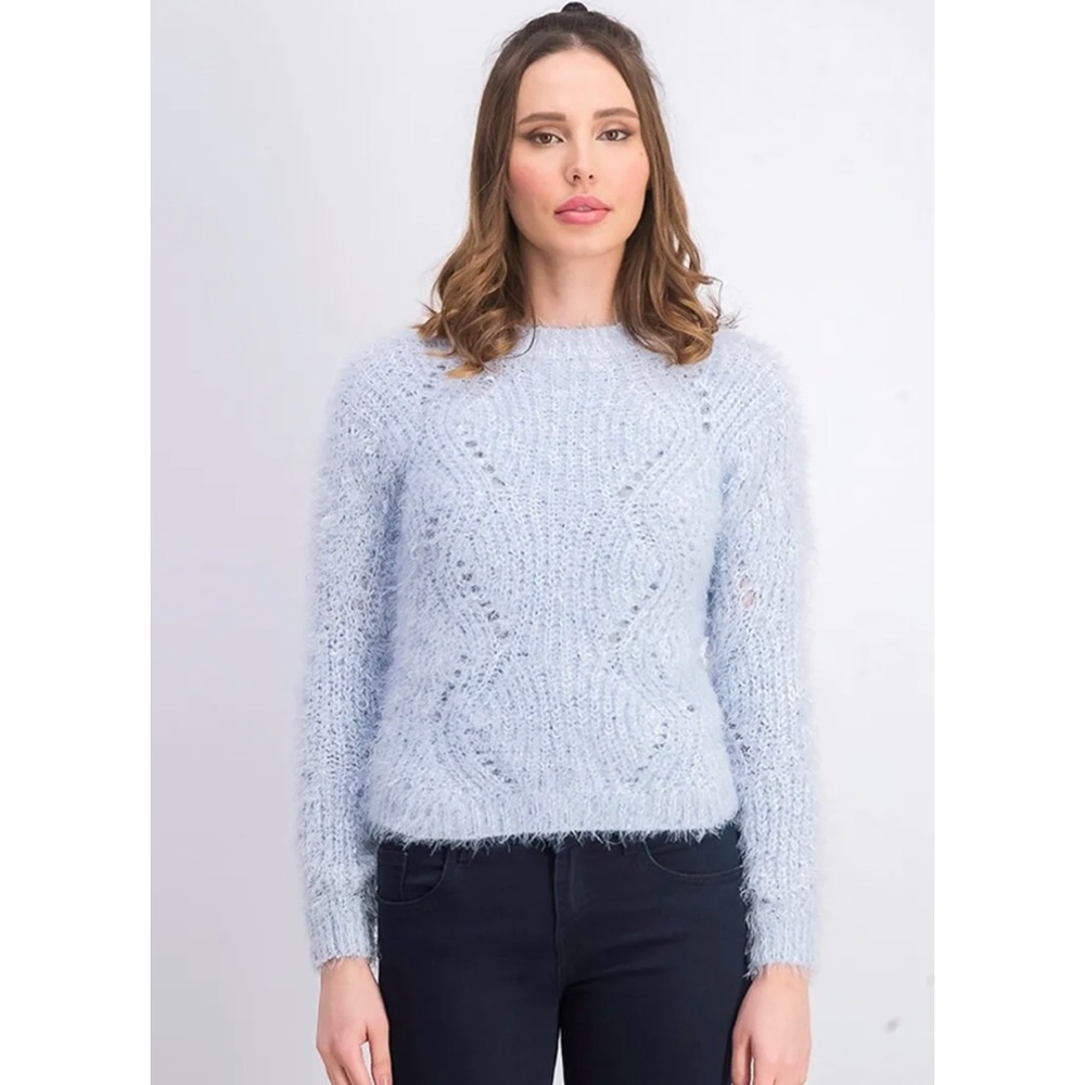 Freshman Juniors'
Pointelle Chenille Sweater
Blue Size X-Large